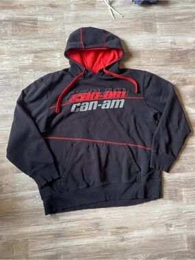 Can am motorsports black & red hoodie y2k, XL